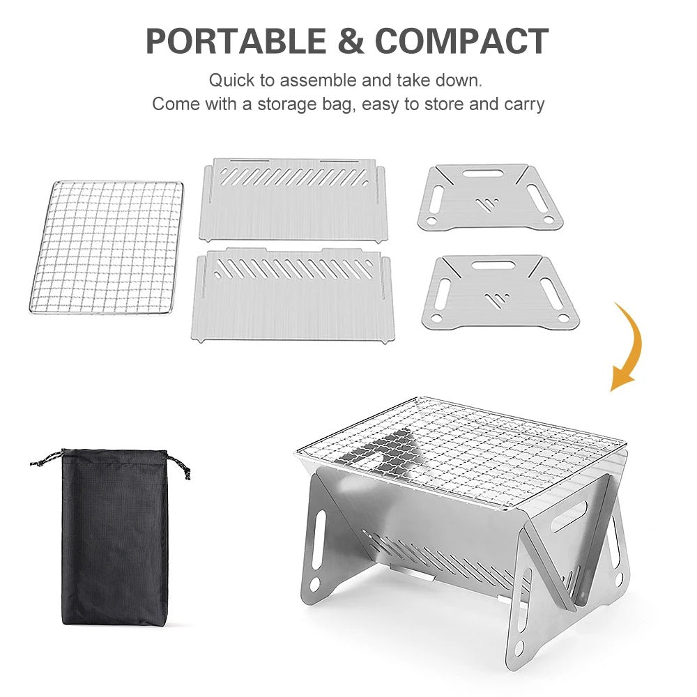Outdoor Portable Mini Card BBQ Grill Stainless Steel