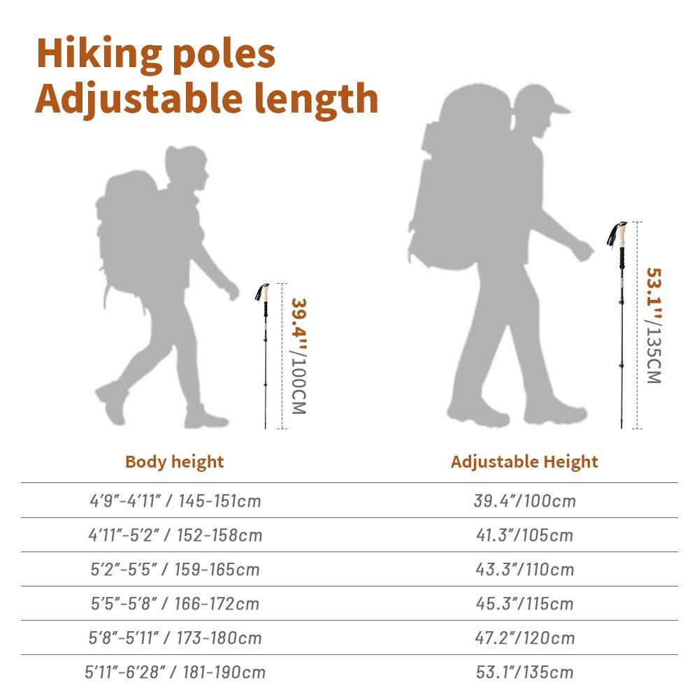 Naturehike 2pcs Carbon Fiber Trekking Poles