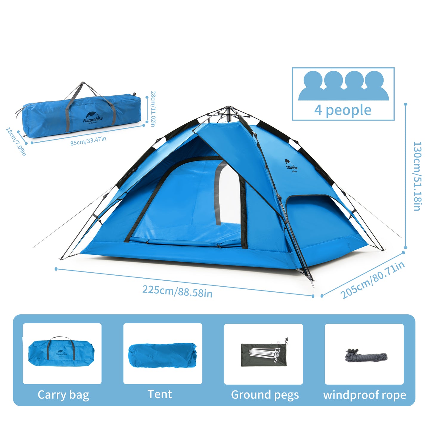 Naturehike 4 People Quick Automatic Tent