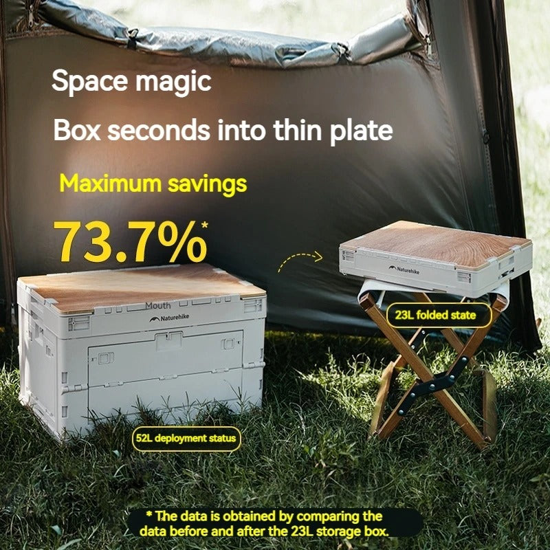 Naturehike 52L Camping Folding Storage Box With Wooden Lid
