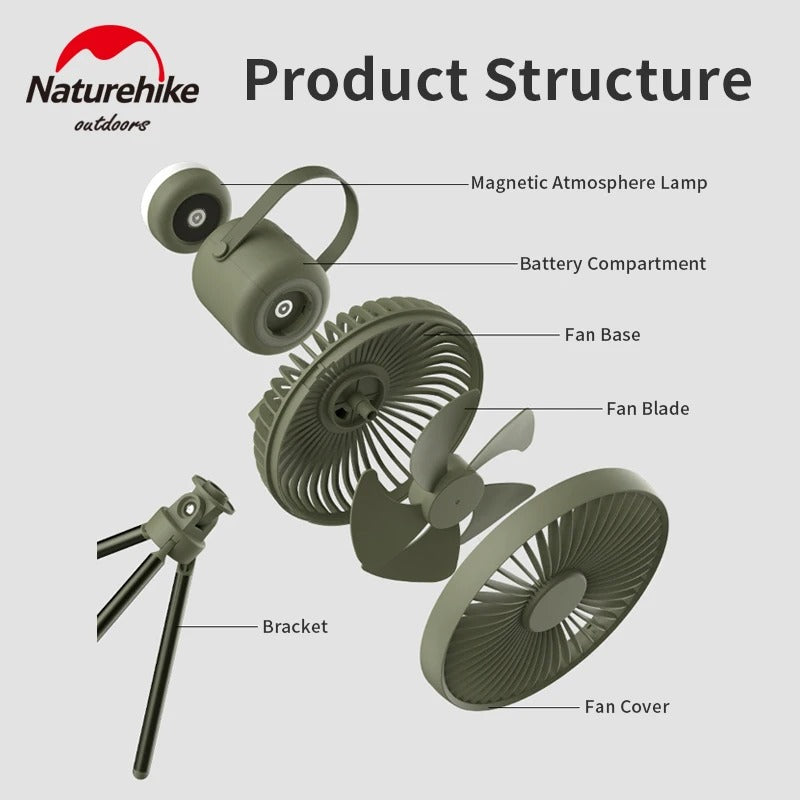 Naturehike Multifunctional Rechargeable Camping Fan With Tripod