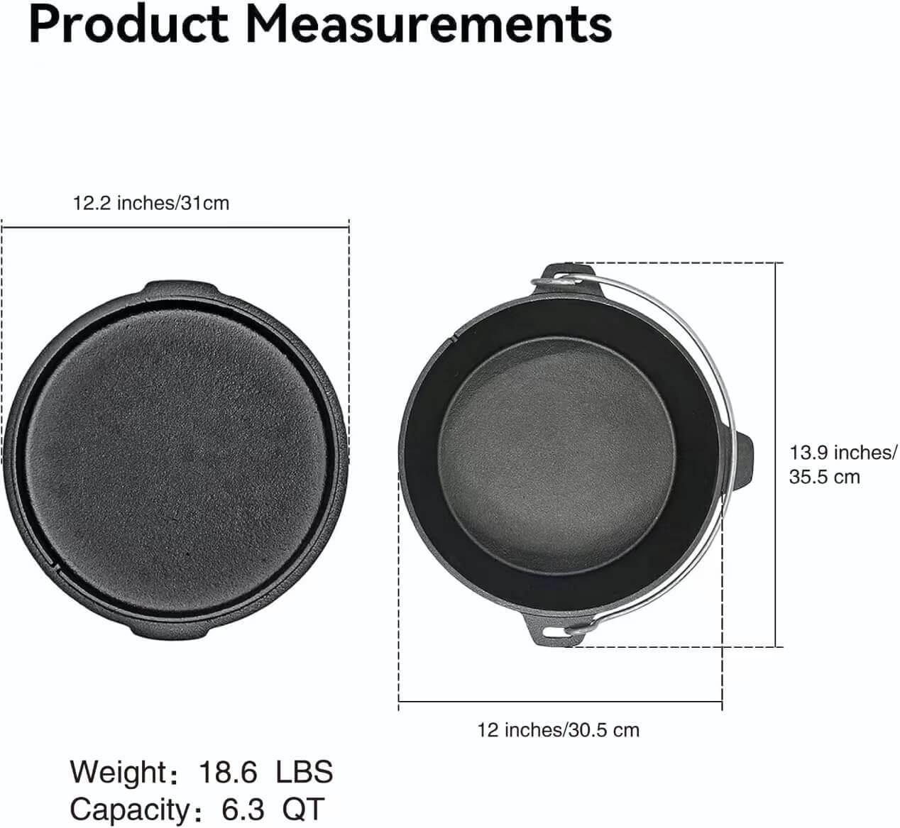 KELEDAY Cast Iron Dutch Oven Pot