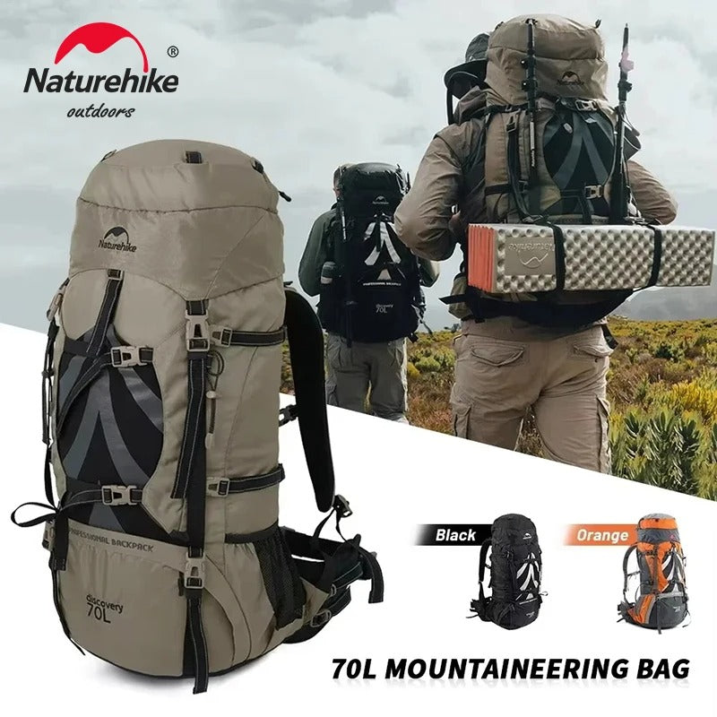 Naturehike 70L + 5L Hiking Backpack with Rain Cover Large Capacity