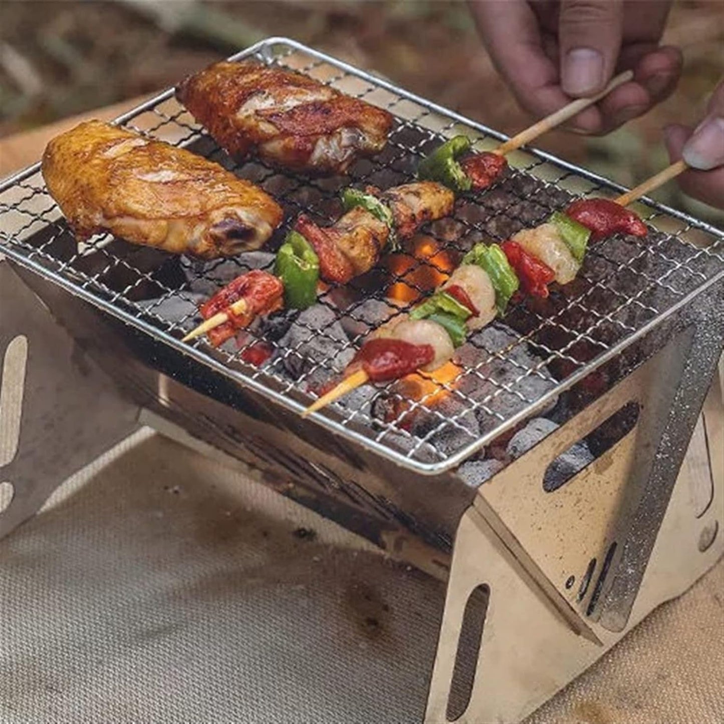 Outdoor Portable Mini Card BBQ Grill Stainless Steel