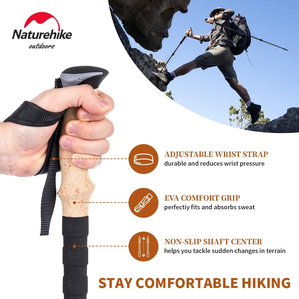Naturehike 2pcs Carbon Fiber Trekking Poles