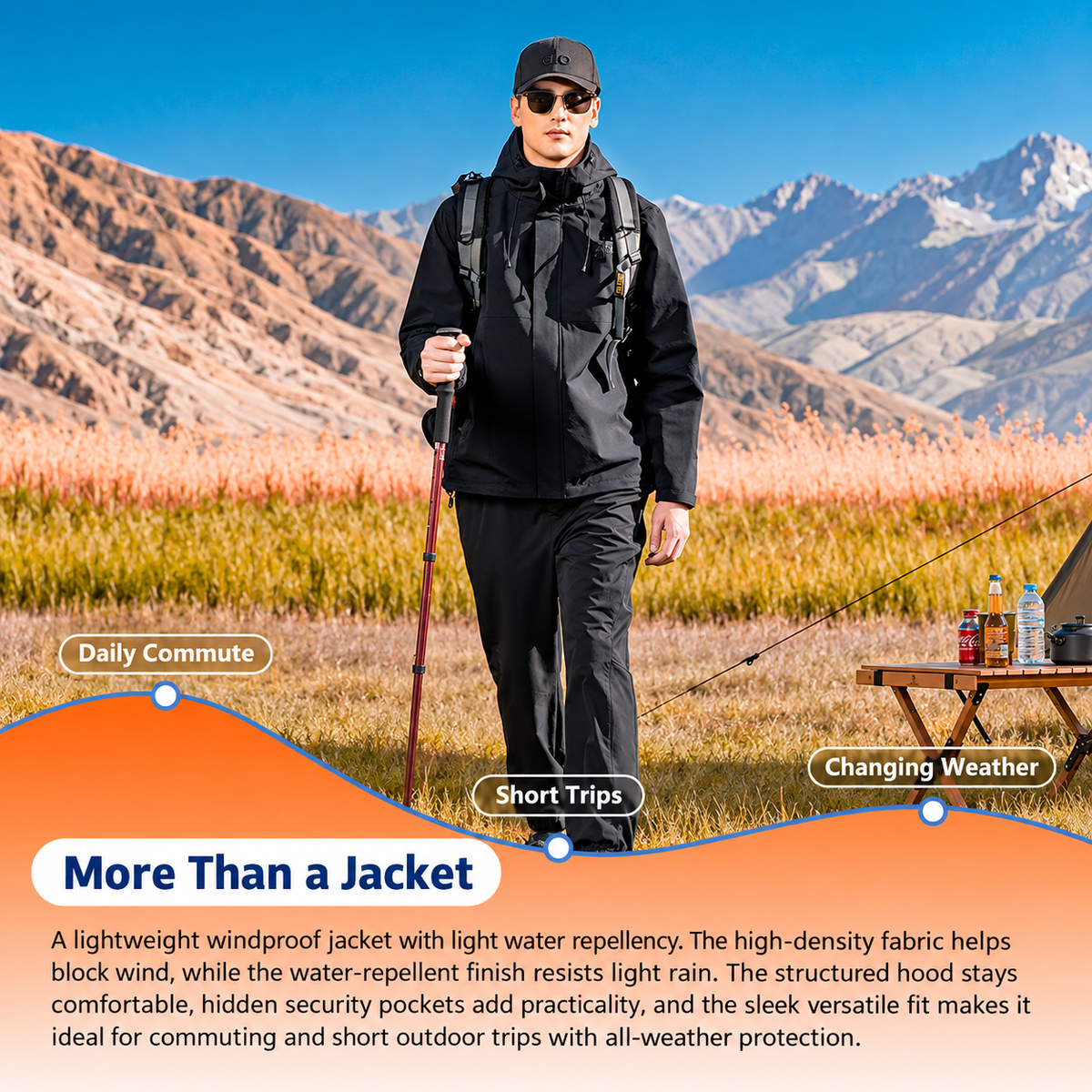 HUMTTO 3-in-1 Waterproof Windproof Outdoor Hardshell Jacket – 26C818