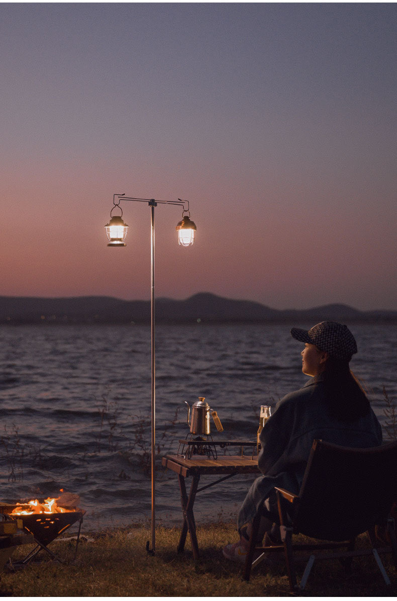 ShineTrip Telescopic Double Head Lighting Pole With Nail BLACK