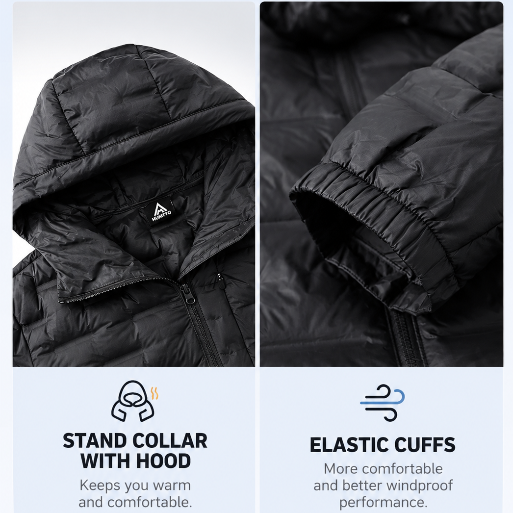 HUMTTO Men’s Lightweight Hooded Down Jacket – 38Y047A