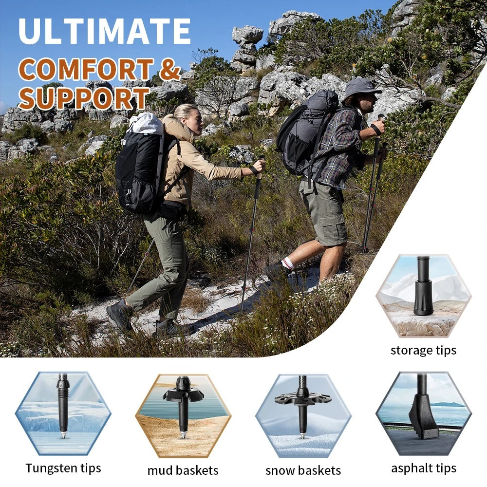 Naturehike 2pcs Carbon Fiber Trekking Poles