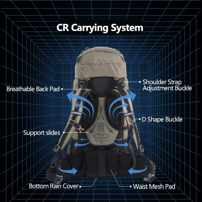Naturehike 70L + 5L Hiking Backpack with Rain Cover Large Capacity