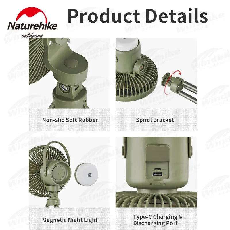 Naturehike Multifunctional Rechargeable Camping Fan With Tripod