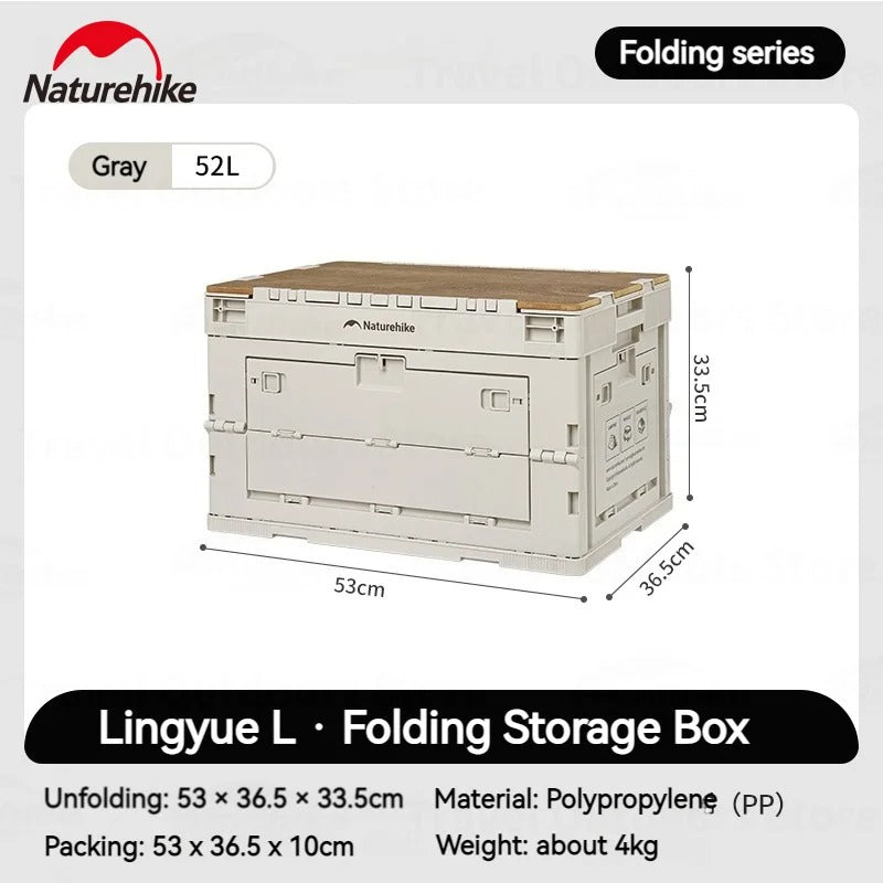 Naturehike 52L Camping Folding Storage Box With Wooden Lid
