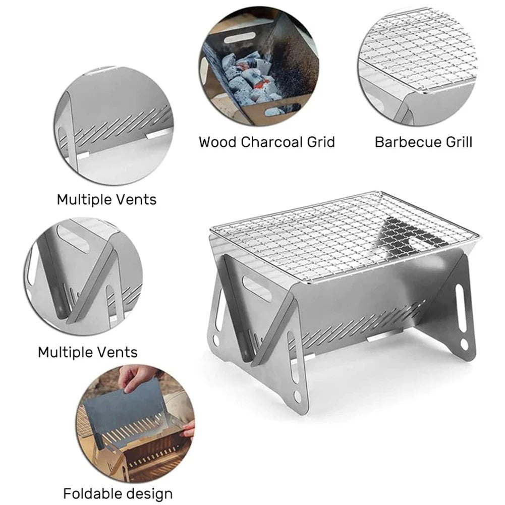 Outdoor Portable Mini Card BBQ Grill Stainless Steel