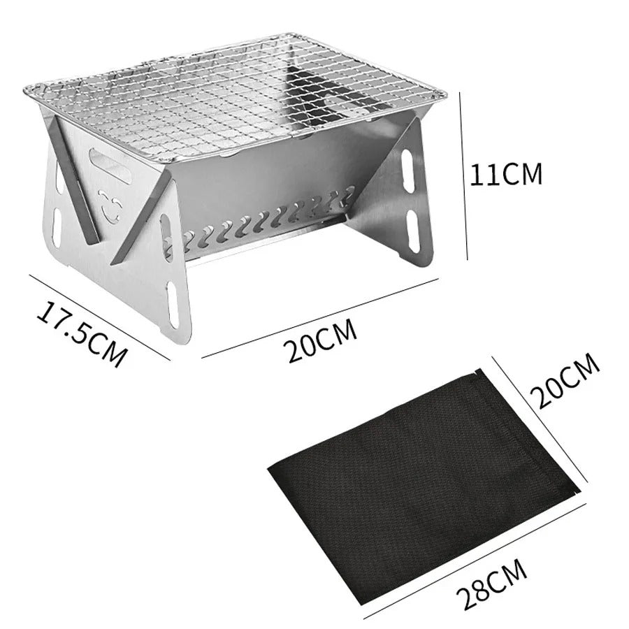 Outdoor Portable Mini Card BBQ Grill Stainless Steel