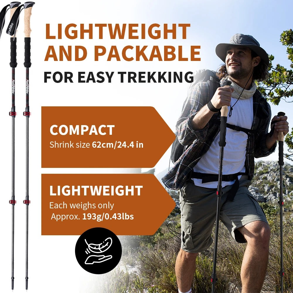 Naturehike 2pcs Carbon Fiber Trekking Poles
