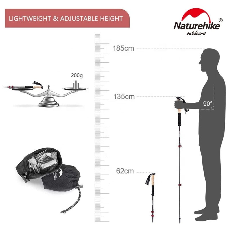 Naturehike 2pcs Carbon Fiber Trekking Poles