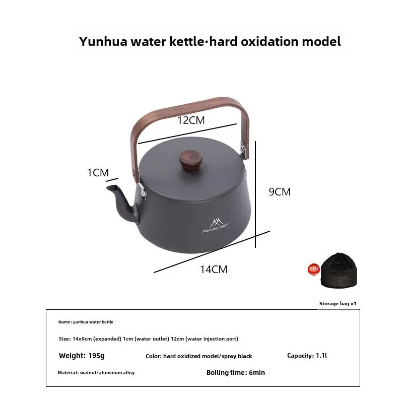 MOUNTAINHIKER Wooden Handle Portable Outdoor Kettle 1.1L