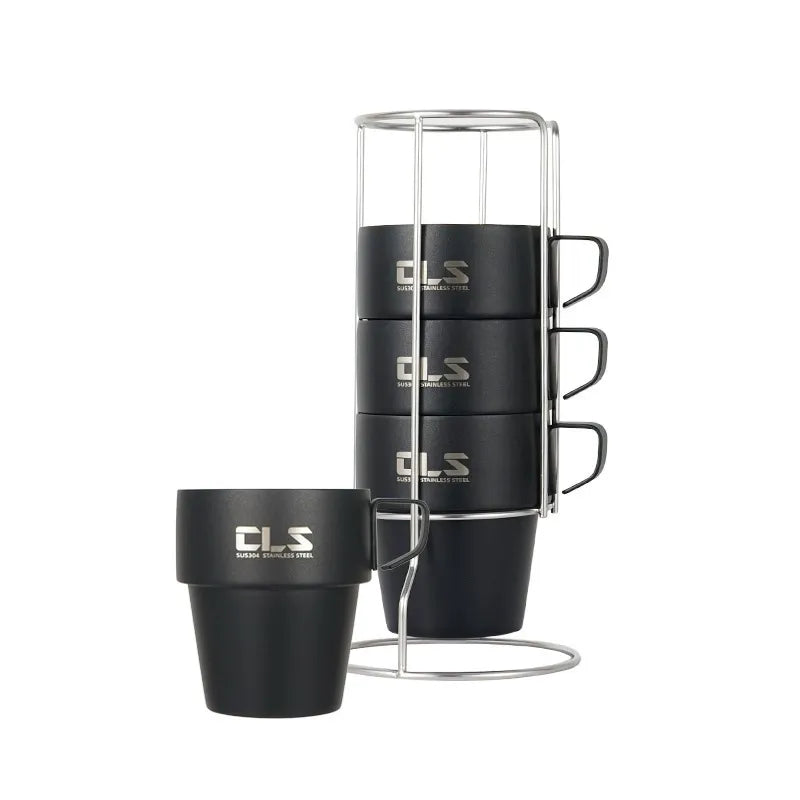 CLS Outdoor 304 Stainless Steel Camping Mug Set – 4PCS