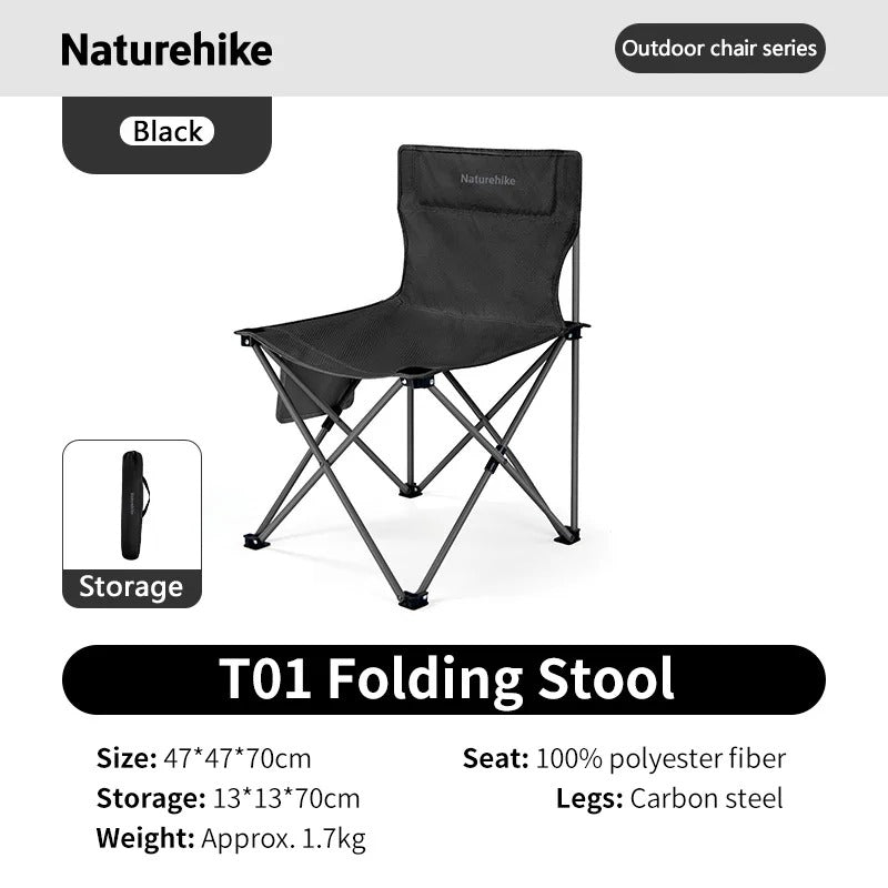 Naturehike T01 Ultralight Foldable Steel Frame Portable Camping Stool