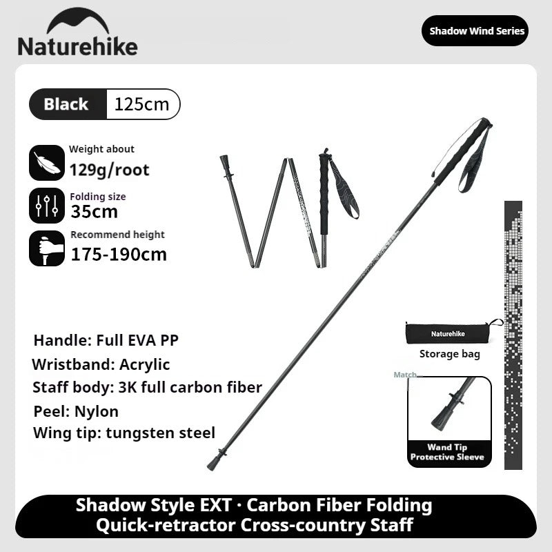 Naturehike Shadow Wind Ext 3K Carbon Fiber Lightweight Trekking Pole