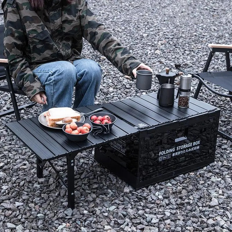 50L Camping Folding Storage Box With Aluminium Alloy Picnic Table