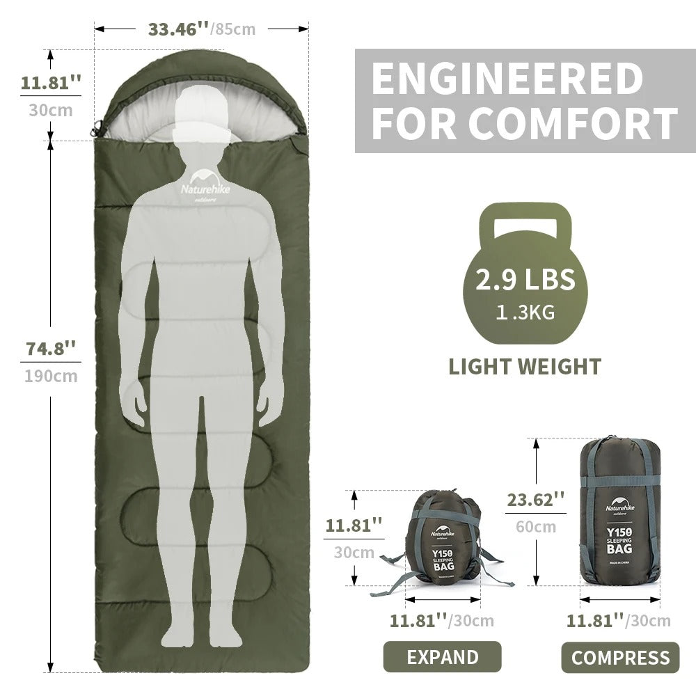 Naturehike Y150 Ultralight Cotton Sleeping Bag Large Green