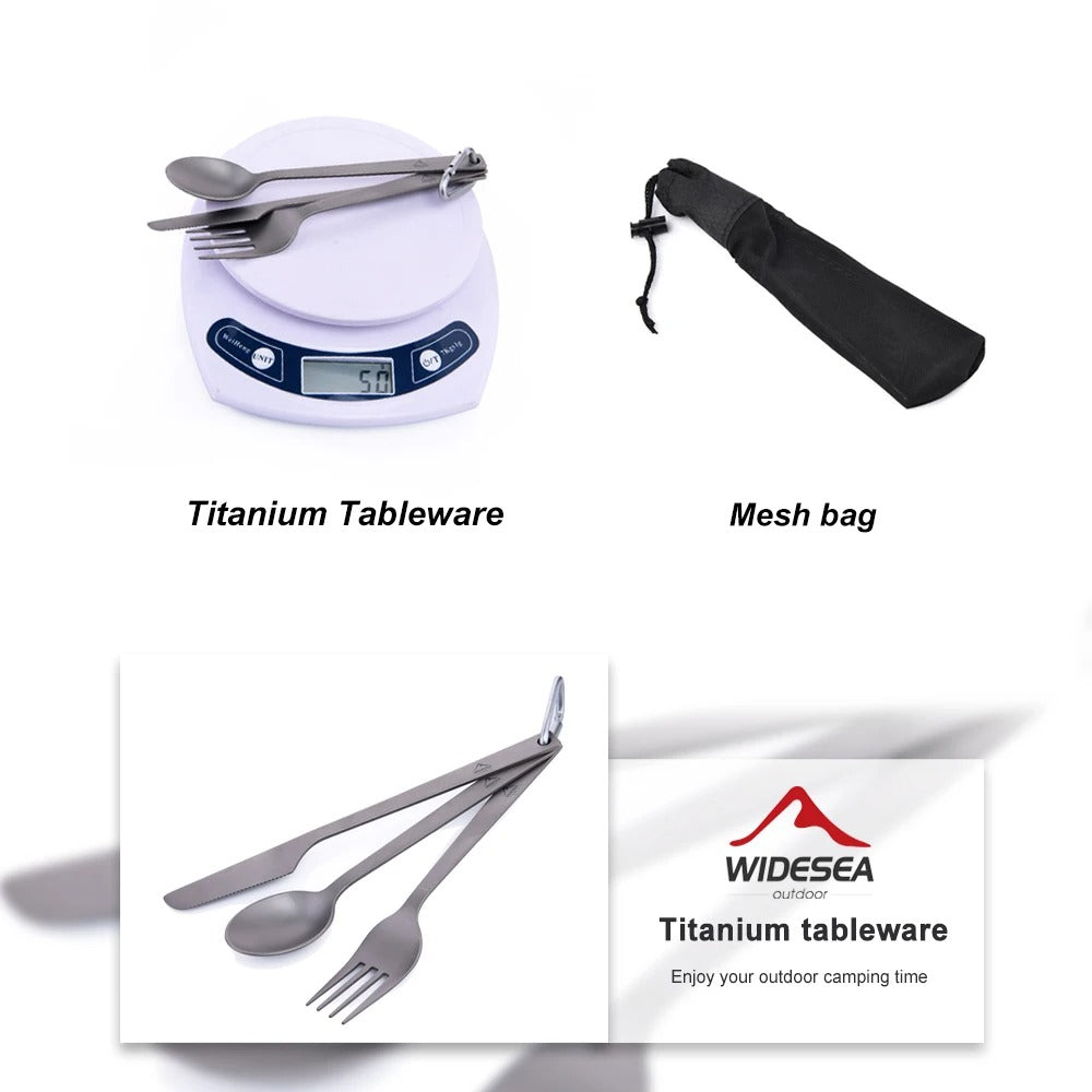 Widesea Ultralight Titanium Tableware Cutlery Set 50G