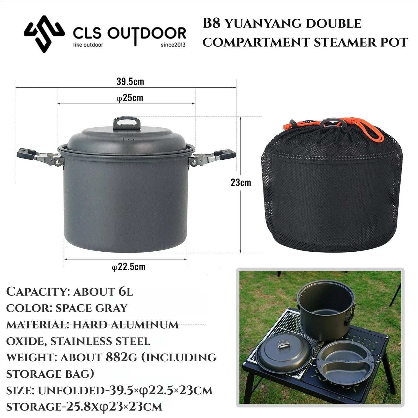 NOBANA CLS Double Grid 6L Aluminum Oxide Cooking Set