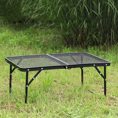 Outdoor Camping Iron Mesh Portable Folding Table