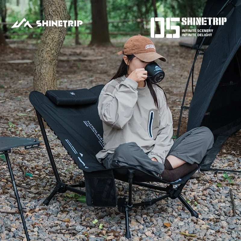 ShineTrip Full Flat Camping Recliner Foldable Aluminum Rest Chair