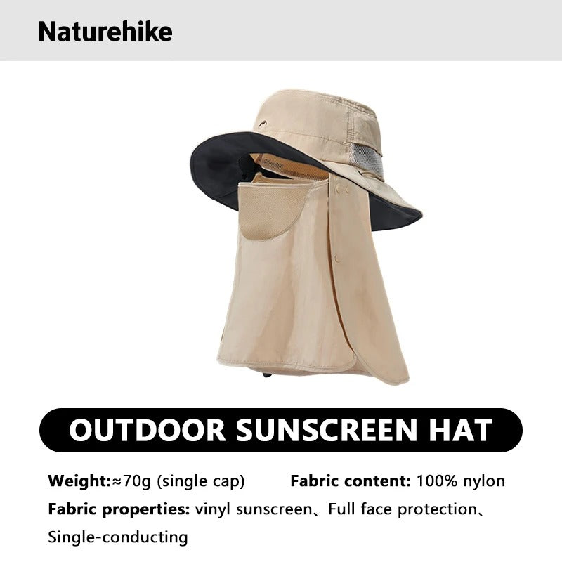 Naturehike Black Coated UPF2000+ Wide Brim Hat Sun Fisherman Hat UV Protected