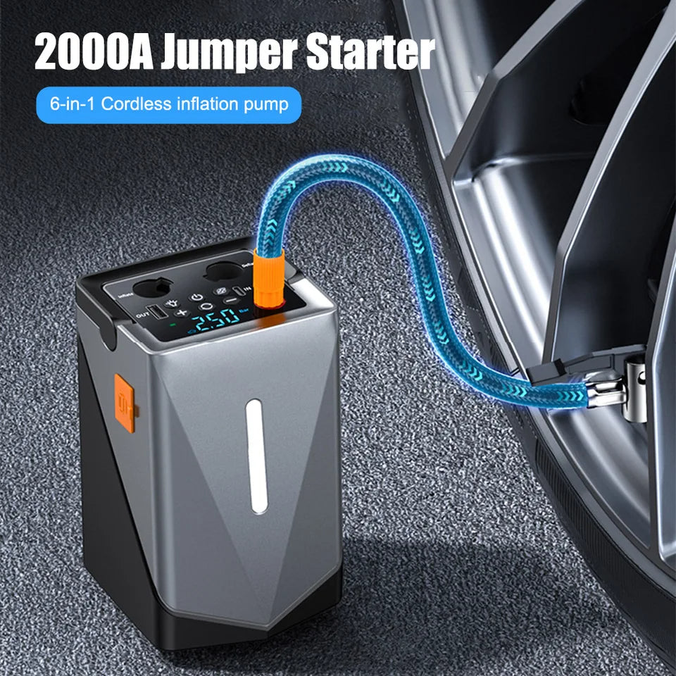 Potable 6 In 1 Jump Starter+Air Compressor & Powerbank GF01
