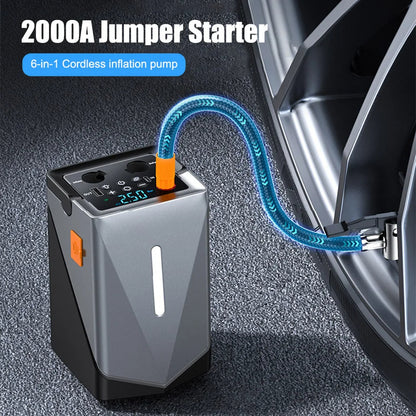 Potable 6 In 1 Jump Starter+Air Compressor & Powerbank GF01