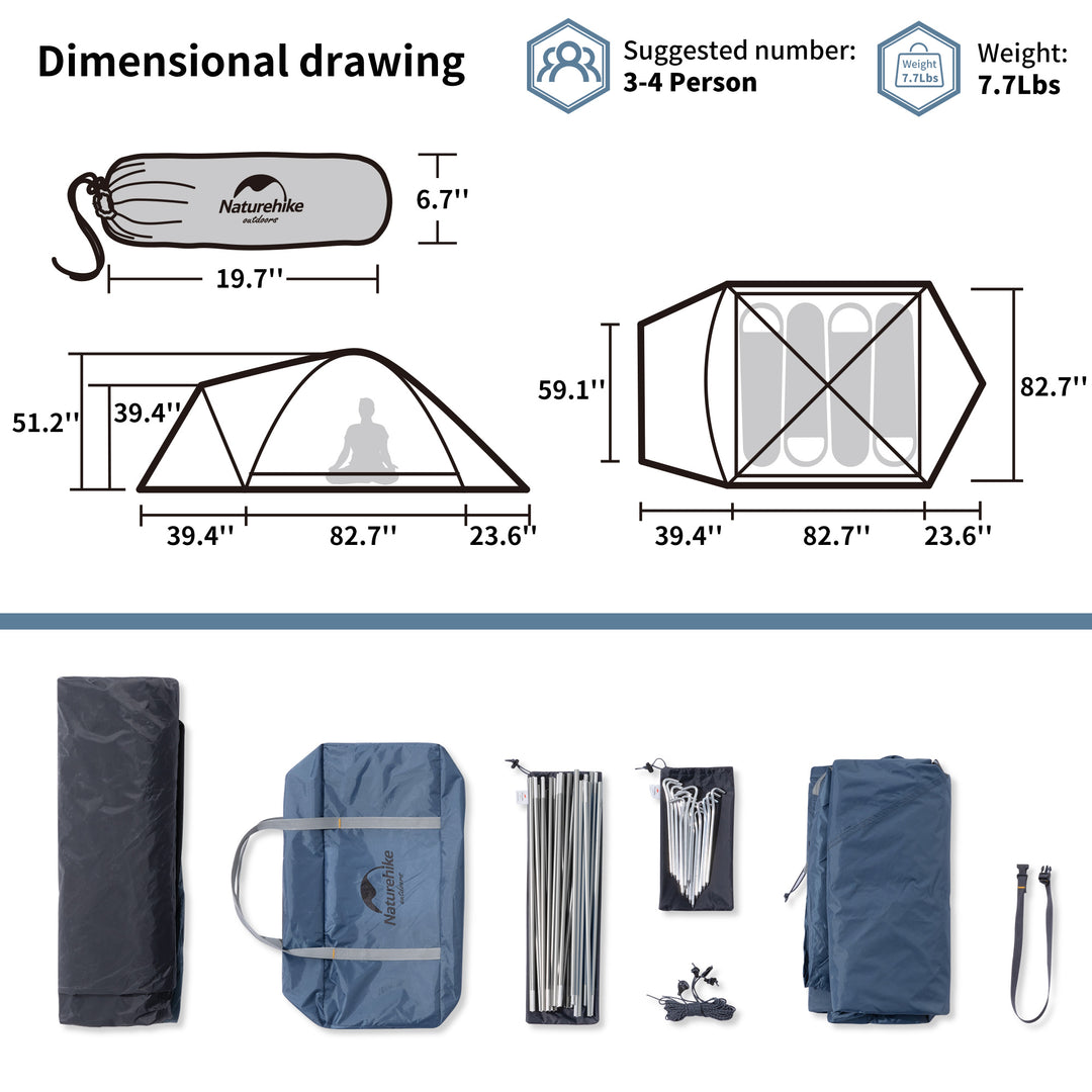 Naturehike P-Plus 3-4 People Aluminum Camping Tent