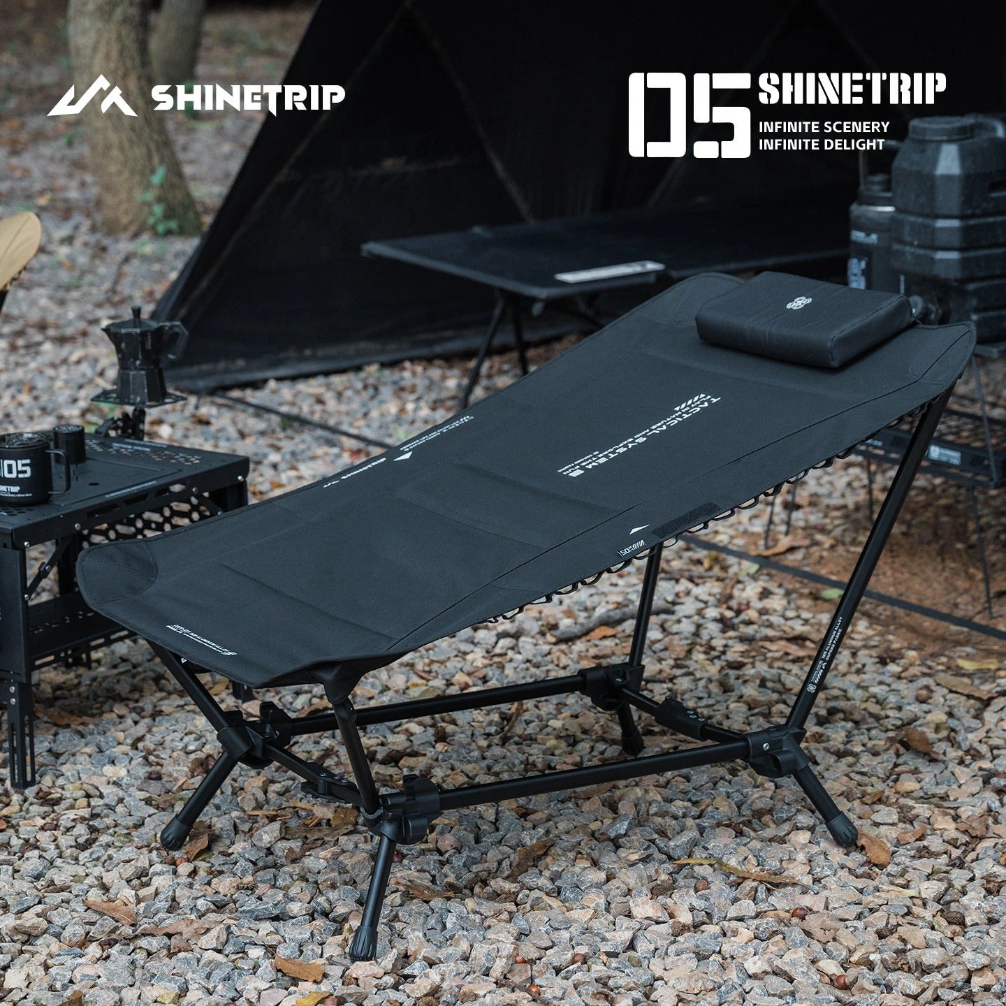 ShineTrip Full Flat Camping Recliner Foldable Aluminum Rest Chair
