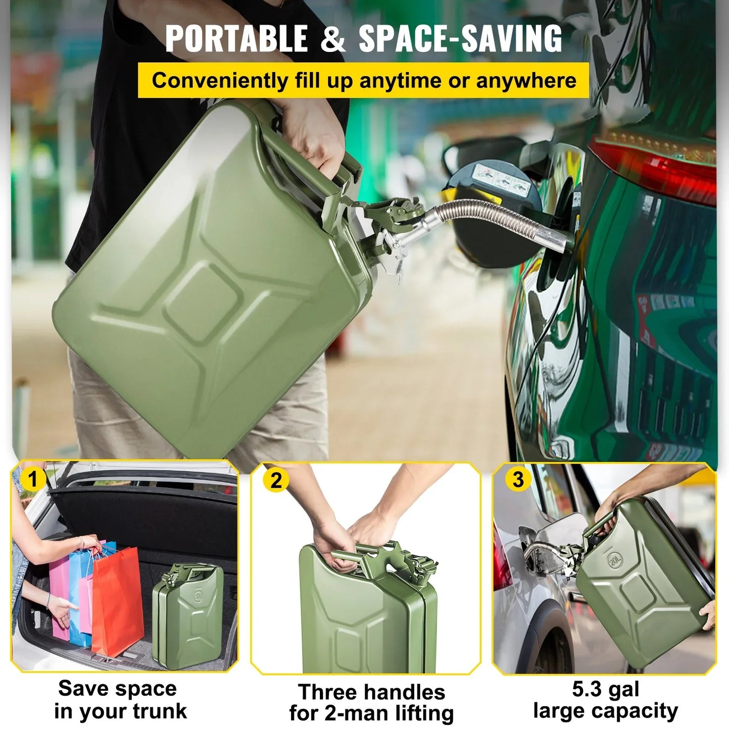 Portable Jerry Can 10L / 20L Capacity, Emergency Fuel Container