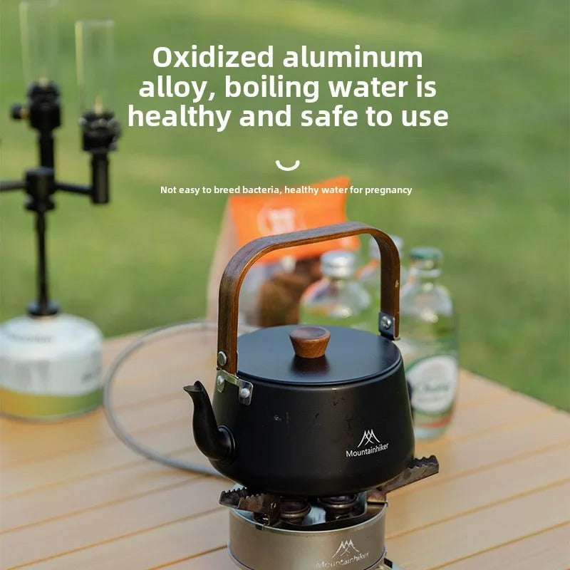 MOUNTAINHIKER Wooden Handle Portable Outdoor Kettle 1.1L