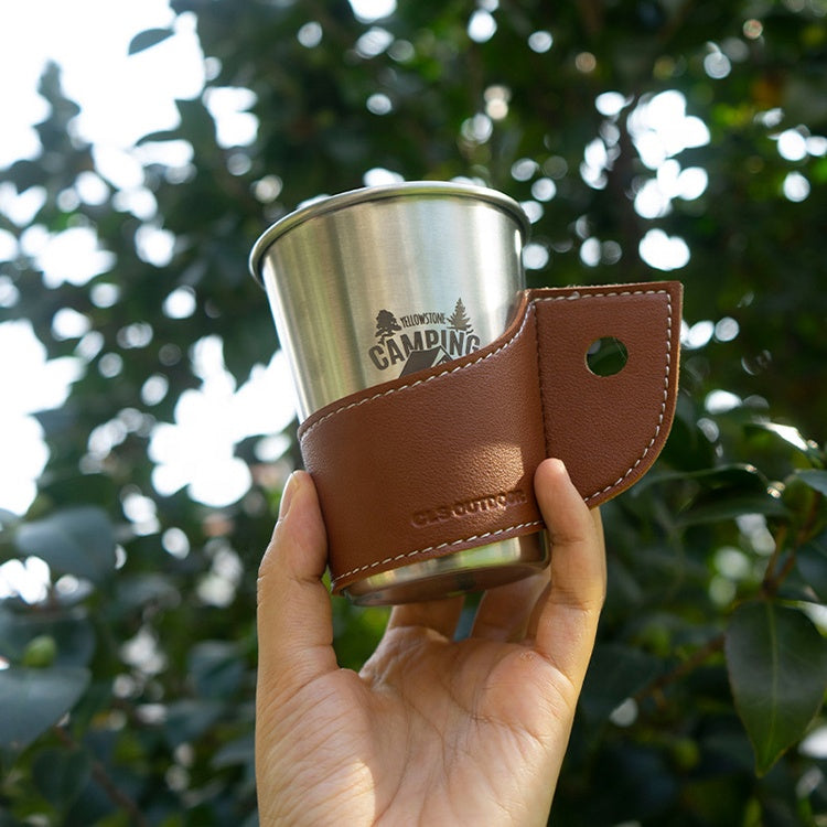 CLS 4Pc/Set Minimalist Premium Leather Cup Sleeve Holder