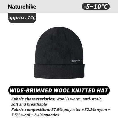 Naturehike Wide-Brimmed Wool Knitted Windproof Unisex Outdoor Winter Warm Cap