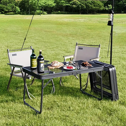 Outdoor Camping Iron Mesh Portable Folding Table