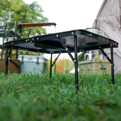 Outdoor Camping Iron Mesh Portable Folding Table