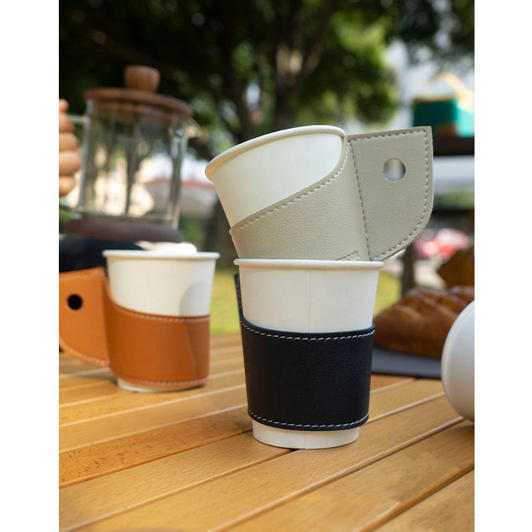 CLS 4Pc/Set Minimalist Premium Leather Cup Sleeve Holder