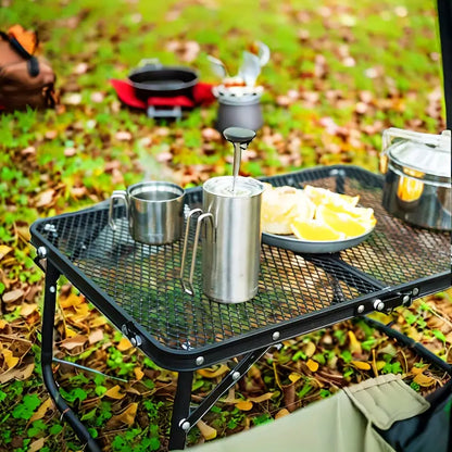 Outdoor Camping Iron Mesh Portable Folding Table