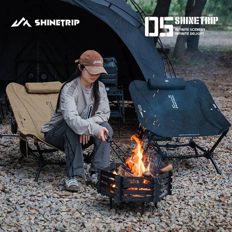 ShineTrip Full Flat Camping Recliner Foldable Aluminum Rest Chair