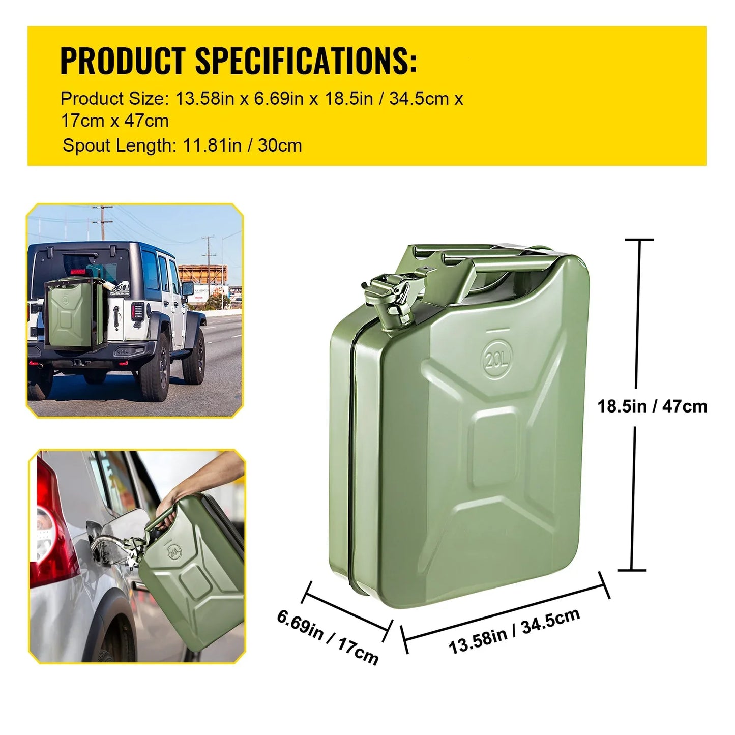 Portable Jerry Can 10L / 20L Capacity, Emergency Fuel Container