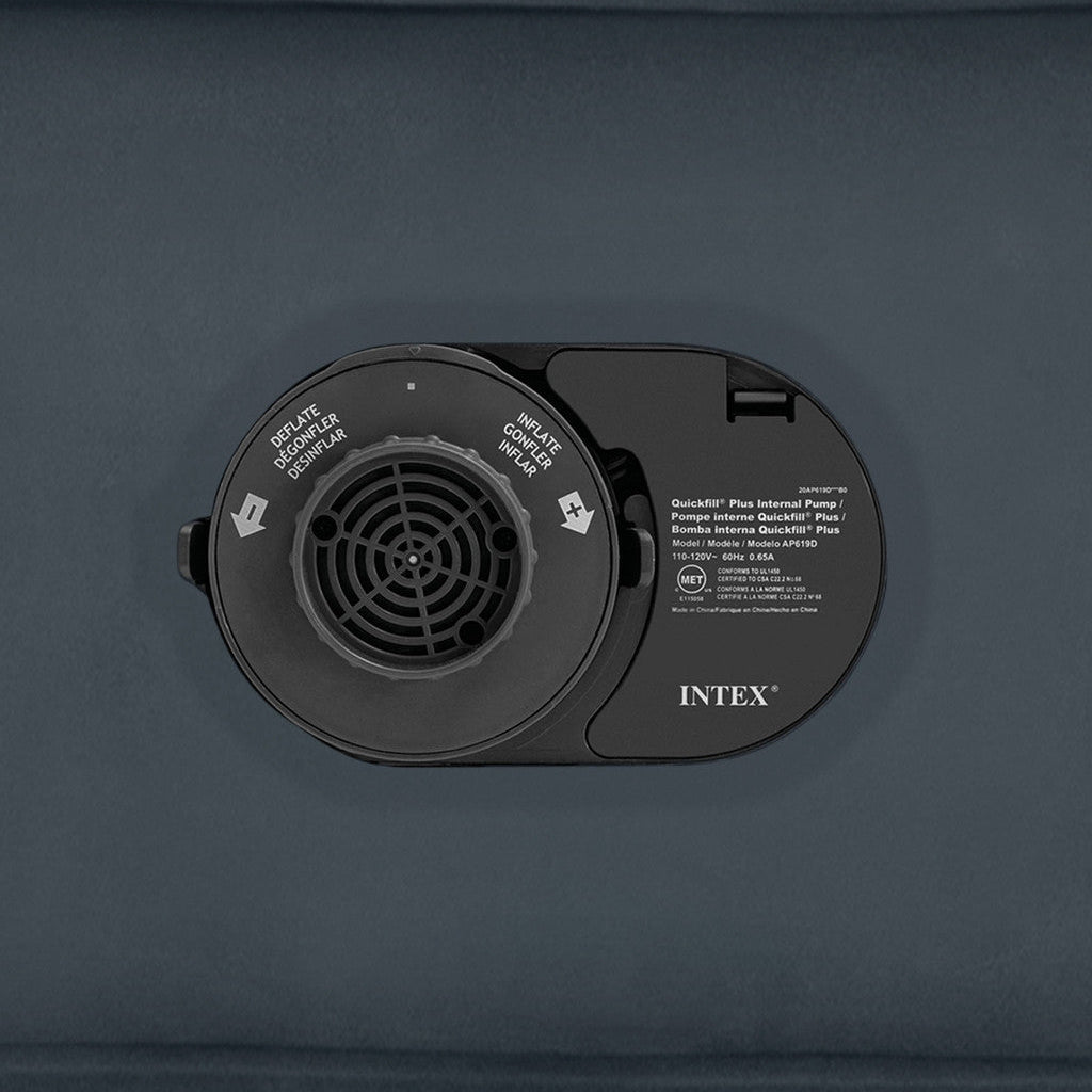 Black INTEX pump on a gray background