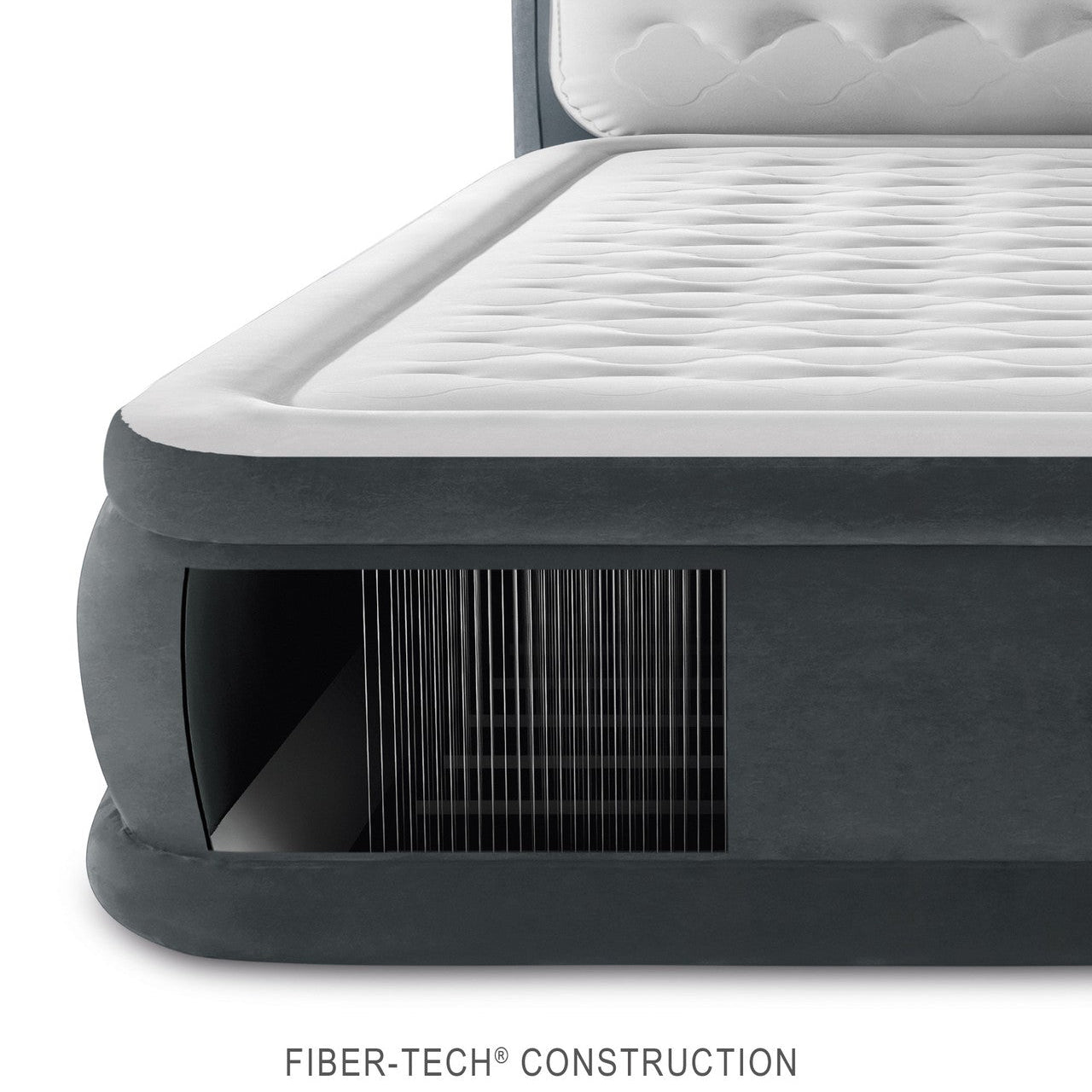 INTEX Dura-Beam Deluxe Ultra Plush Air Mattress with Headboard – Queen Size – Built-in Electric Pump