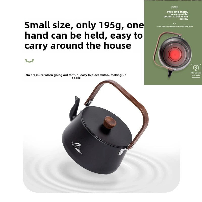 MOUNTAINHIKER Wooden Handle Portable Outdoor Kettle 1.1L