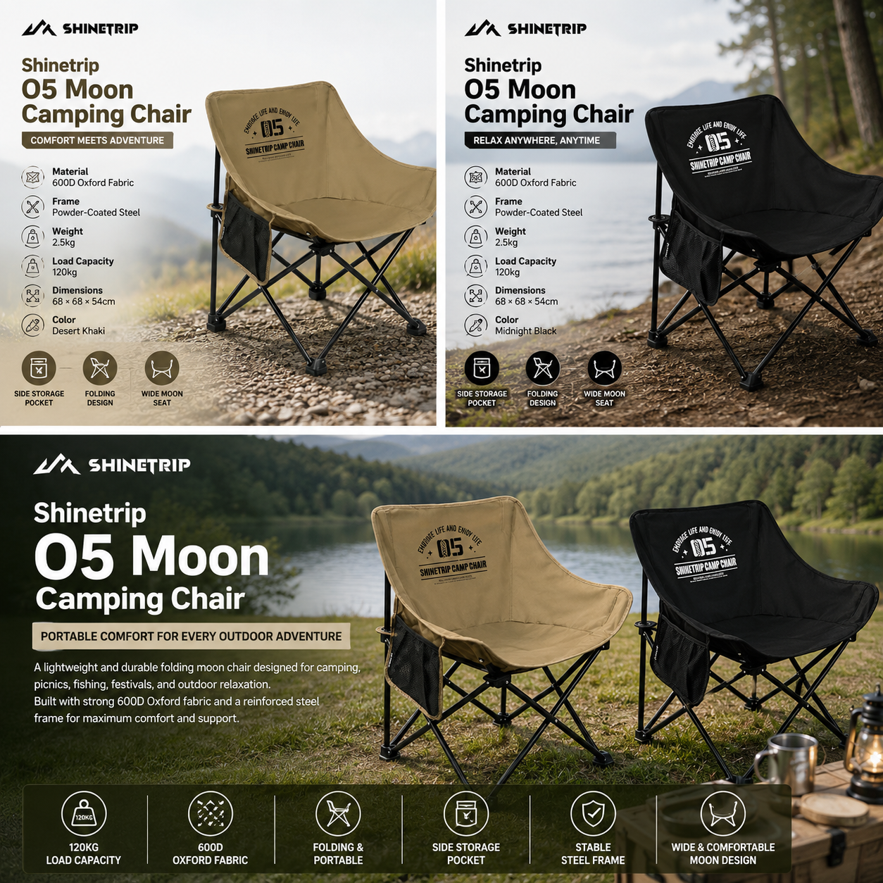 ShineTrip Portable Foldable Moon Chair