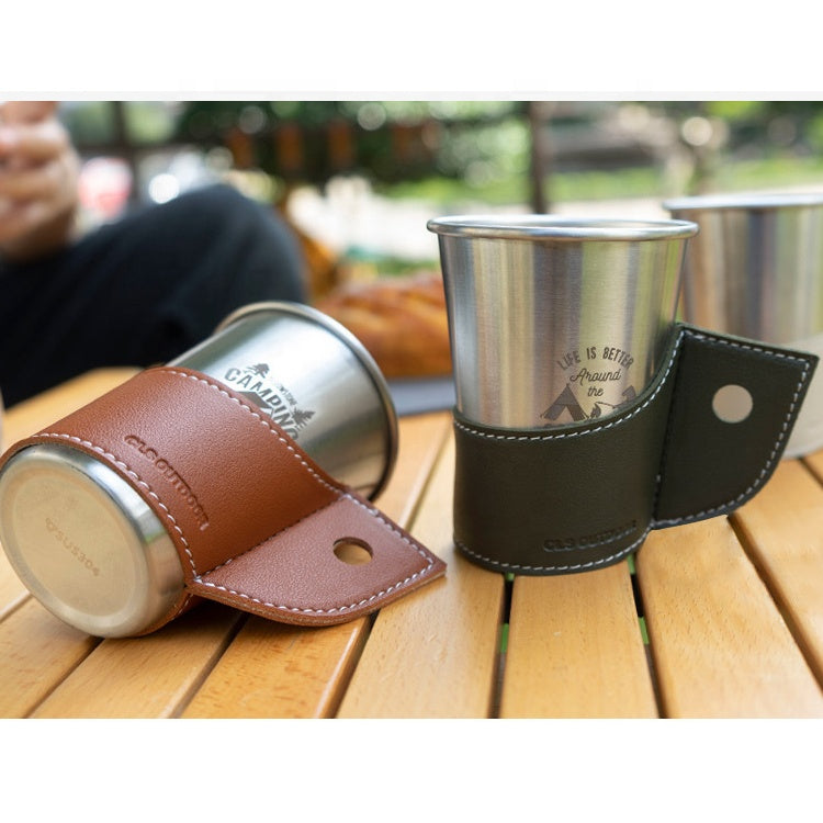 CLS 4Pc/Set Minimalist Premium Leather Cup Sleeve Holder